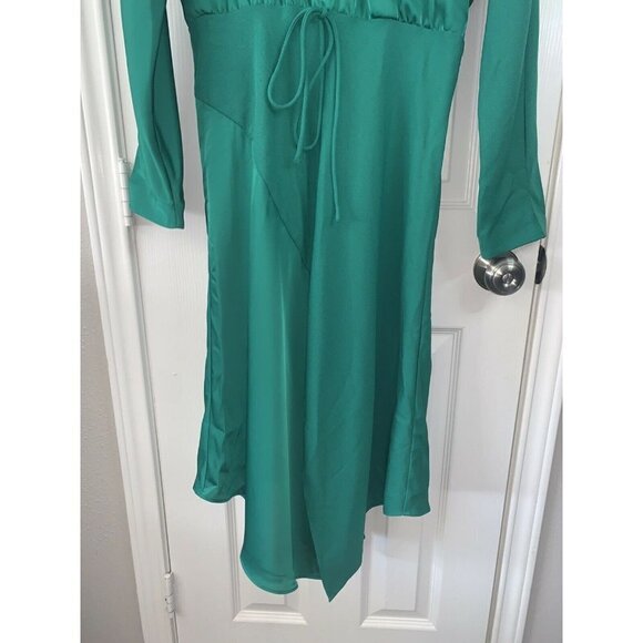 Cushnie For Target Emerald Green Faux Wrap Asymmetrical Long Sleeve Dress Sz 10 - Picture 4 of 9